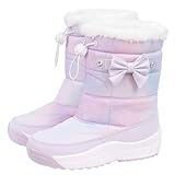 [アリサナ] スノーブーツ キッズ 長靴 女の子 防寒 スパイク付き リボン ブーツ マーブルラベンダー L（21cm～22cm）