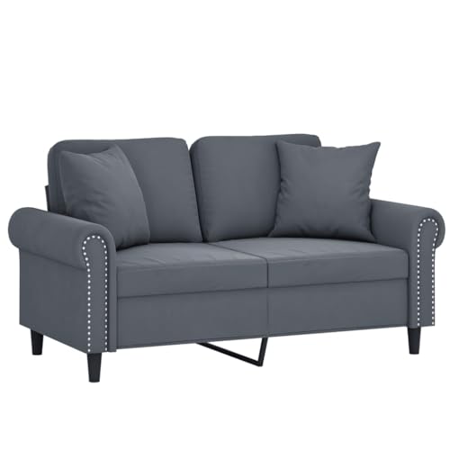 Sofá de 2 plazas de terciopelo gris oscuro de 152 cm con patas de metal 4