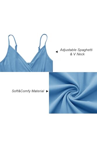 Image of Newshows Women's 2026 Summer Maxi Dress Spaghetti Strap Spring Casual Boho V Neck Split Beach Long Flowy Wedding Guest Dresses Semi Formal Fashion Trendy(Sky Blue,S)