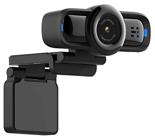 Dericam 1080P Autofokus Live-Streaming-Webcam, USB-Plug-and-Play-Desktop-Laptop-Computer-Kamera, 90 ° breiter Betrachtungswinkel, Taste zum Schutz der Privatsphäre, eingebautes Mikrofon, W2P