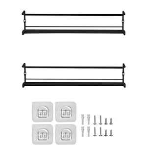 2-Piece Seasoning Spice Rack Organizer Wall-Mounted Cabinet Door Perforated Storage Rack Lazy Kitchen Rack (Black)