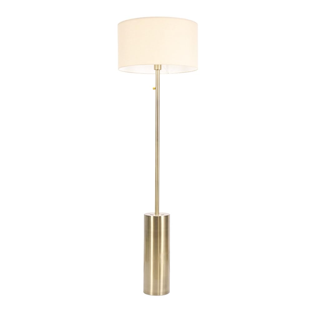 ValueLights | Antique Brass Single Stem Rotary Dimmer Switch Floor Lamp with Cream Drum Shade | Floor Lamps & Torchieres, Home Décor & Improvement Essential | Includes Bulb