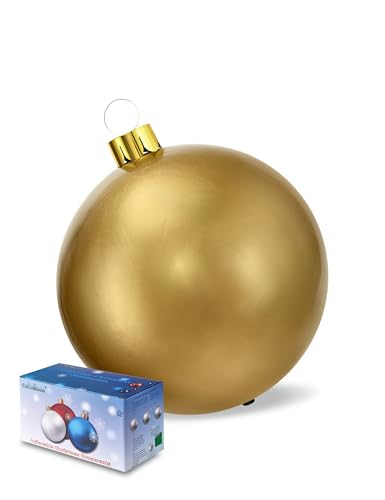 Inflatable Christmas Ornaments, 18" or 25" Oversized Outdoor Christmas Ball Ornaments, Holiday Yard Christmas Tree Decorations, Indoor and Outdoor Decoration Balls (25 inch, Gold)