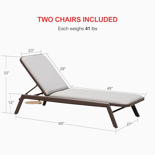 Image of PURPLE LEAF Outdoor Reclining Holds Up to 350 lbs Adjustable Back Coffee