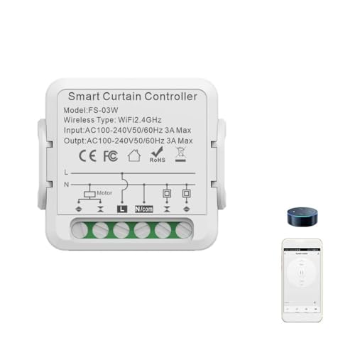 Dioche Controlador de Cortina Inteligente | Módulo de Interruptor Inteligente WiFi | Función de Control de Voz y Sincronización | Perfecto para el Hogar, Hotel y Oficina | Compatible con Todos los