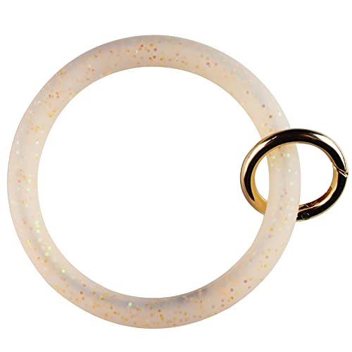 Sunvy 3 Pcs Wristlet Round Key Ring Keychain Glitter Silicone Large Circle Bracelet Bangle Keychain Holder For Women Girl #TOP2