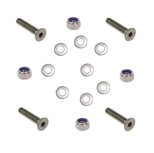 Countersunk Bolt & Nut (4 Pack) M3 X 10mm (Including Head) A2 Stainless Steel Socket Allen Key Head Csk Bolts (Fully Threaded), Nyloc Nuts & Flat Washers (M3)