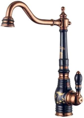 Grifo para Fregadero de Cocina para Bar, Estilo rústico, Comercial, de latón con Grifo de Cocina de Porcelana/Grifo Monomando con Acabado Cromado, Grifo Giratorio para Lavabo, Grifo Mezclado