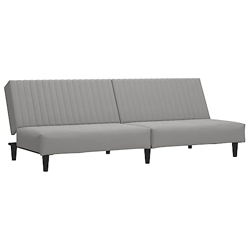 Canapé-lit à 2 Places Gris Clair Velours Convertible réversible modulable canapé Divan Sofa Banquette méridienne futon clicclac bz pour Salon séjour...