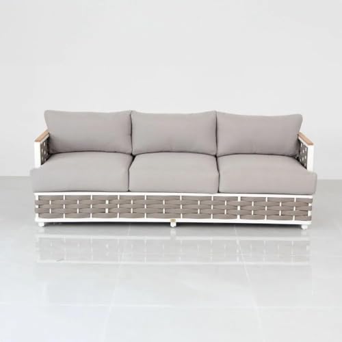 Image of Balcony Rope 5 Seater Sofa Set Outdoor Furniture Royal Sofas for Garden and Living Room & Balcony with Centre Table (Light Grey)