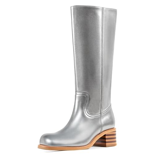 Image of WIRALOMI Cowboy Boots for Women Knee High Western Chunky Heel
