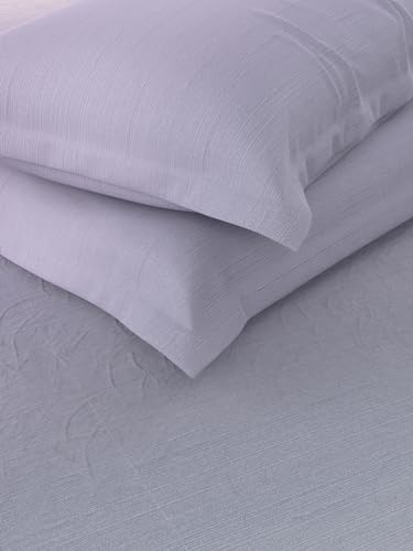 Image of NAUTICA 160TC Super Soft 100% Cotton King Bedsheet with 2 Pillow Covers -3Pc Set (Bradford) Solid-Purple /Mauve