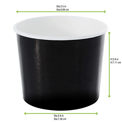 PacknWood 210POC320N - Noir Black Paper to-Go Bucket Storage Container - Meal Prep Containers with Optional Clear Plastic Lids - Microwavable Food Containers - (10.8 oz, 3.5" x 3") - (Case of 500)