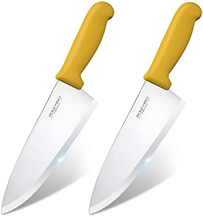 BOLEXINO 8 inch Japanese High Carbon Stainless Steel Chef Knife, Professional Extra Sharp Wide Cook Knife with Non-slip Ergonomic Handle, for Kitchen Home Restaurant