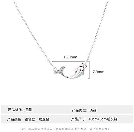 Vista 6 de Joyid - Collar con colgante de delfín de cristal de cobre, diseño de animales marinos