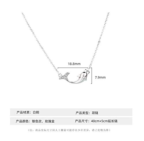 Joyid Sweet Dolphin Pendant Necklace Copper Crystal Sea Animal Fashion Jewelry For Women Girls-Rose Gold #TOP5