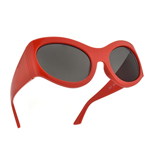 ICARA Oversized Fashion Sunglasses for Women Men Chic Y2k Style Curved Wrap-Around Oval Sun Glasses