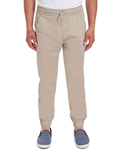 IZOD mens Stretch Twill Jogger Pants, Khaki, 36-38 US
