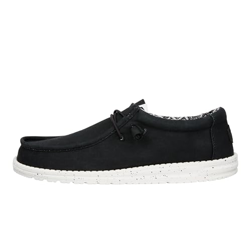 HEYDUDE Men's Wally Stretch Canvas Black/White Size 12 | Men's Shoes |...