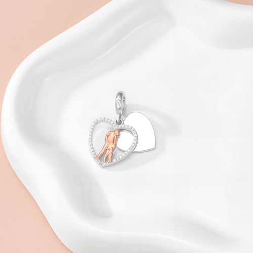 Image of PROESS Father Mother Daughter Charm fit Charms Bracelet Sterling Silver Charms for Bracelets Birthday Valentines Day Gifts for Daughter Mother Lover