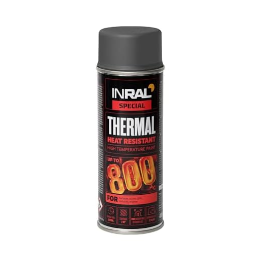 INRAL Hitzebeständiger Lack Grau –Auspufflack Grau Matt für Metalloberflächen - Langlebige, Hitzebeständige Farbe – 400 ml Schnell Trocknender Ofenlack Matt für Heimwerker