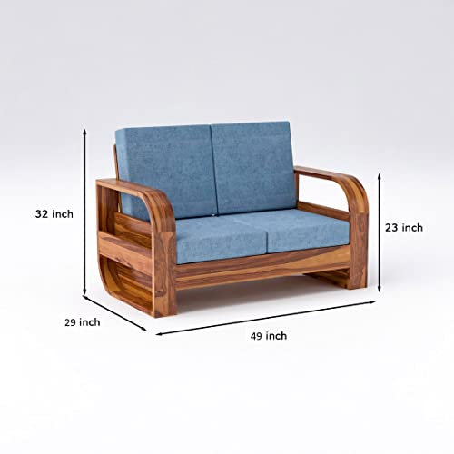 Image of Douceur Furnitures Solid Sheesham Wood 2 Seater Sofas | Two Seater Sofa for Living Room, Cafe, Office | (Design-6)