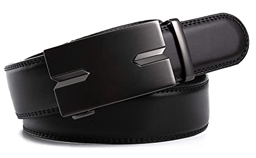 Men's Genuine Leather Auto Lock Buckle Belt (Free Size, Black)3