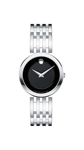 Movado Women's Esperanza Stainless Steel Watch With A Concave Dot Museum Dial, Silver/Black (607051) #TOP29
