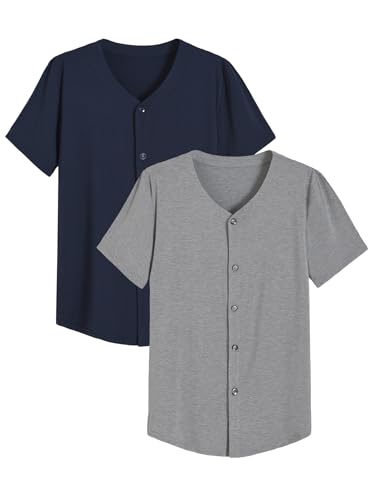 Image of Latuza Men's Bamboo Viscose Button Down Pajama Shirt 2 Pack