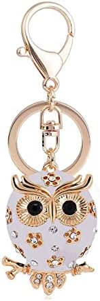 JIAHATE Owl Keychain,Cute Animal Keychain for Women Car Keyring for Best Friendship Accessories Pendant Jewelry,Owl White Keychain