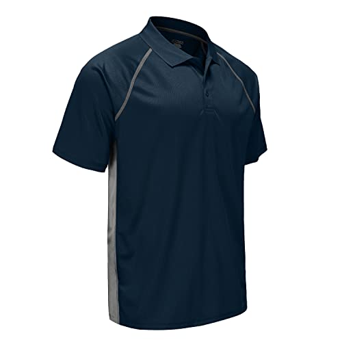 Men's Short Sleeve Moisture Wicking Performance Golf Polo Shirt, Side Blocked, Tall Sizes: M-6Xl (L, Navy Blue) #TOP1