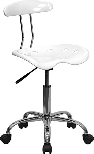 Flash Furniture Elliott Vibrant White and Chrome Swivel Task Office Chair with Tractor Seat