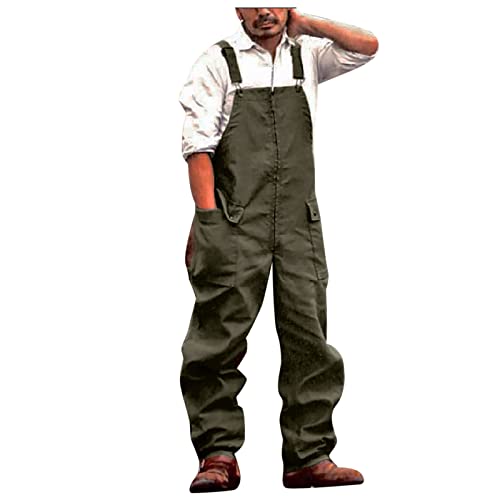 NUSGEAR Mono Pantalones Hombre Peto Trabajo Bib Jumpsuit con bolsillos trabajo Moda Suelto Casual Fiesta Pant Retro Pantalones Mono 2025