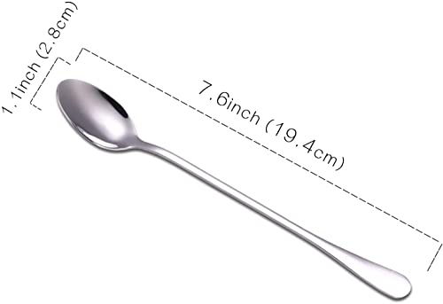 Image of Long Handle Spoon, Long Mixing Stirring Spoon for Iced Tea, Coffee Suitable for Tall Glasses, Cocktail Bar Stainless Steel Long Handle Spoon, Soda Spoon, Milkshake Spoon (8 pcs Long)
