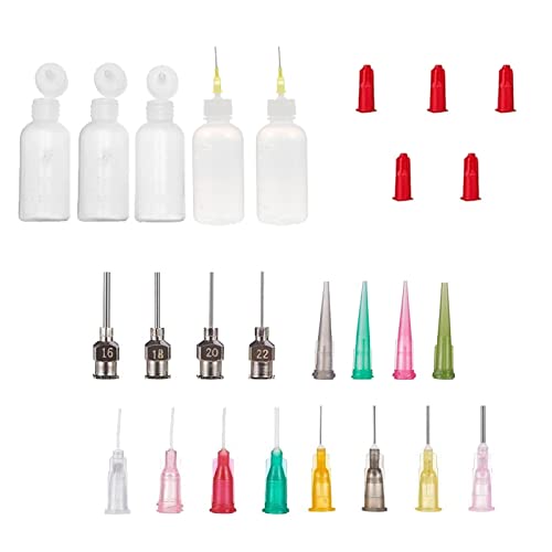 acdokuk Precision Tip Applicator Bottle, 21 Pcs Ultra Fine Needle Tip Glue Applicator Squeeze Bottles Acrylic Painting for Refilling Inks Glue and Syringes