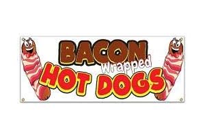 SignMission Concession Stand Bacon Wrapped Hot Dogs 48" Banner
