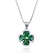 Ategazza Collar de Plata de Ley Trébol de la Suerte Colgante con Circonitas Verde para Mujeres GC13