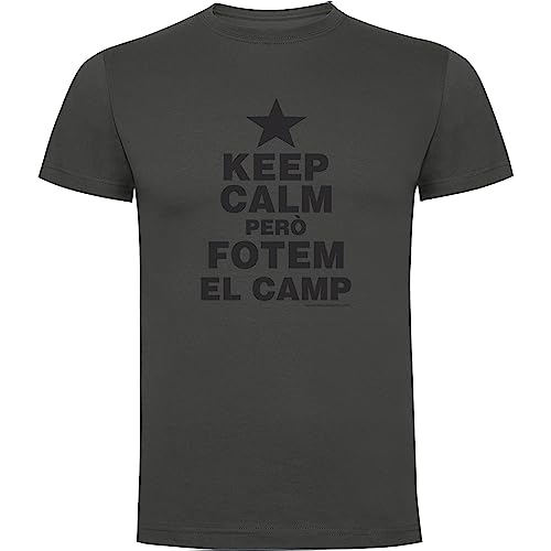 Camiseta Catalunya Keep Calm pero fotem el Camp Manga Corta Hombre - M, Plomo