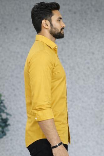 Image of Men Cotton Blend Full Sleeve Shirt for Man | Casual Business Party Festival Regular Fit, Long Sleeve with Chest Pocke | Formal Shirt for Men