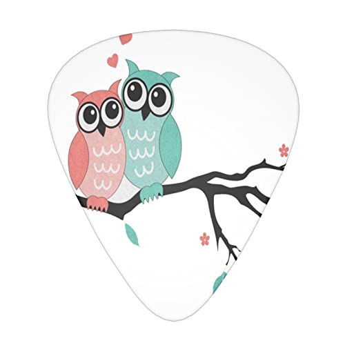 Lot de 12 médiators pour guitare acoustique électrique Motif couple de chouettes assis sur une branche d’arbre - Les Beatles, Paul McCartney, John Lennon, RIngo Starr, George Harrison Lot de 12 médiators pour guitare acoustique électrique Motif couple de chouettes assis sur une branche d'arbre