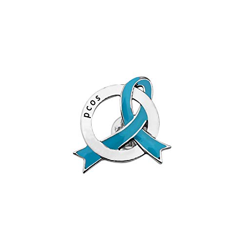 CENWA PCOS Gift Polycystic Ovary Syndrome Gift Teal Awareness PCOS Ribbon Pin PCOS Awareness Jewelry (PCOS Teal bp)