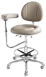 Viviange Ergonomic Dental Saddle Stool - Adjustable Rolling Dentist Chair with Back Support for Hygienists, Assistants - Medical Office & Salon Use -Grey