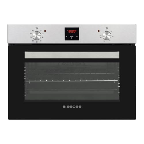 Aspes Horno Multifunción con Ventilador Inox AHM9500DX. Capacidad 50 Litros, 1200W, 9 Programas, Interior Esmaltado, Fácil Limpieza, Display LED Manual, Eficiencia Energética Clase A
