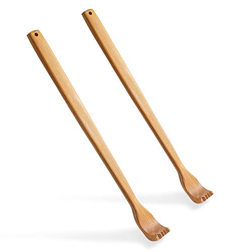 2 Stück Holz Rückenkratzer, Kratzhand Rückenkratzer, für Sofortige Linderung von Juckreiz Körper Entspannung, Back Scratcher with Long Handle (Holzfarbe) Cover