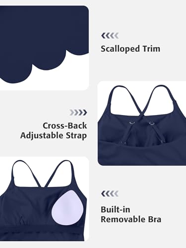 ATTRACO Women's Athletic Dress with Built in Shorts Romper Tennis Exercise Dress Pickeball Outfit Navy XL