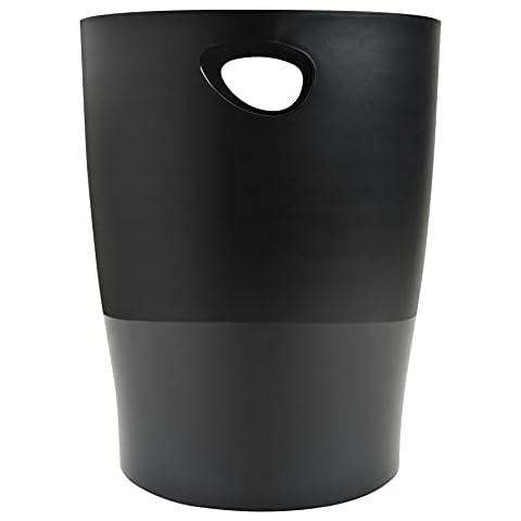 Papelera de plástico Exacompta Ecoblack negro de 15 litros Cover