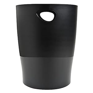 Exacompta 453014D ECOBIN Papierkorb EcoBlack 15 Liter mit Griffen. Eleganter und robuster Papierkorb und Mülleimer im modernen Design schwarz Blauer Engel