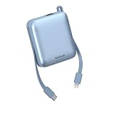 モバイルバッテリー 小型 軽量 【2025最新マカロン色系・10000mAh】 2つのケーブル内蔵 3台同時充電可能 ディスプレイ搭載 急速充電 USB-Type C入出力ポート 安全回路保護 iPad/iPhone/Android各種スマホ対応 旅行/出張/アウトドア/停電緊急用 (水色)