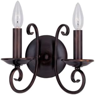 Maxim 70002OI I Loft Collection Eight Inch Two-Light Candle Style Wall Sconce I Oil Rubbed Bronze Finish I 120 Watts I Traditional Style Light Fixture I