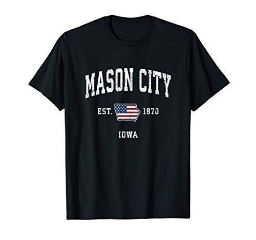 Mason City Iowa IA Vintage American Flag Sports Design Women Kids Men T-Shirt
